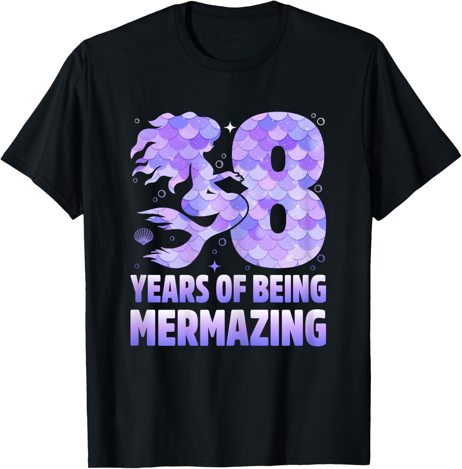 8 Years Of Being Mermazing Mermaid 8th Birthday Girls T-Shirt - T-Shirt | Black