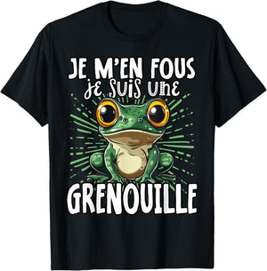 Je M'en Fous Je Suis Une Grenouille - Cute Frog , Black, S T-Shirt - T-Shirt | Black