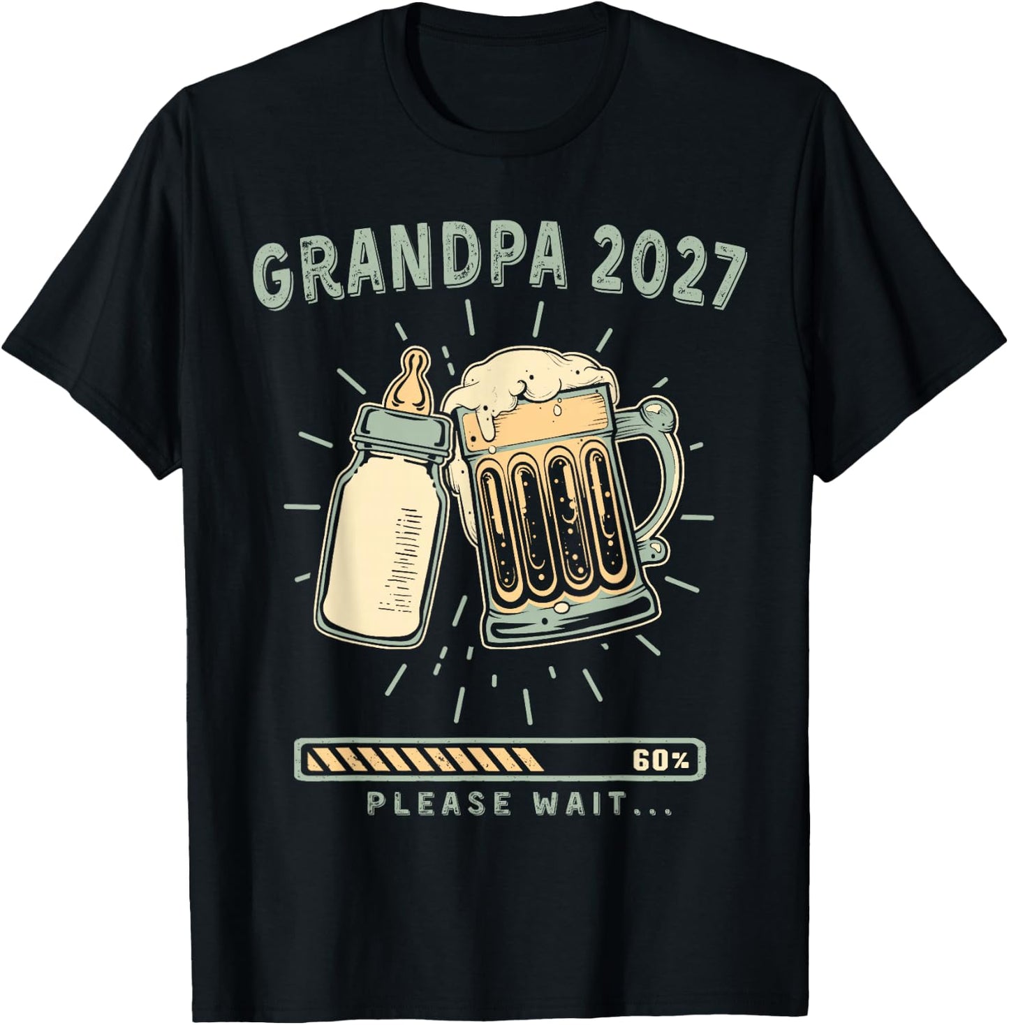 Soon Grandpa 2027 Please Wait Baby Reveal Loading T-Shirt - T-Shirt | Black