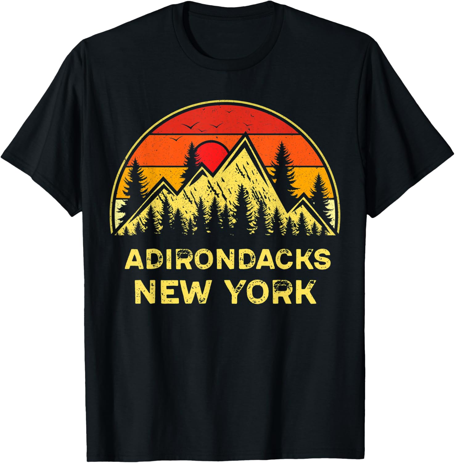 Vintage Adirondacks New York NY Mountains Hiking Souvenir T-Shirt - T-Shirt | Black