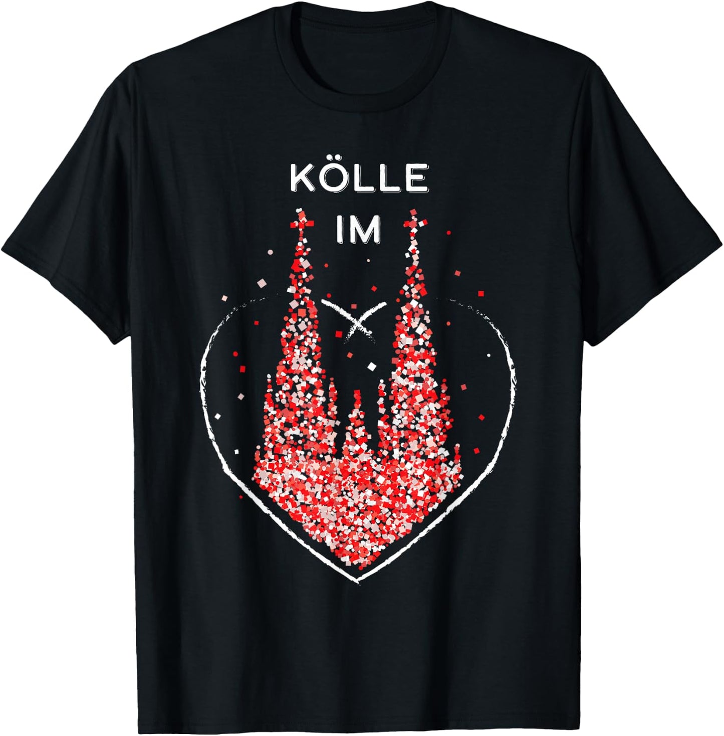 Cologne in the Heart Cologne Cathedral Carnival Red White Kölsch Carnival, black, s T-Shirt - T-Shirt | Black