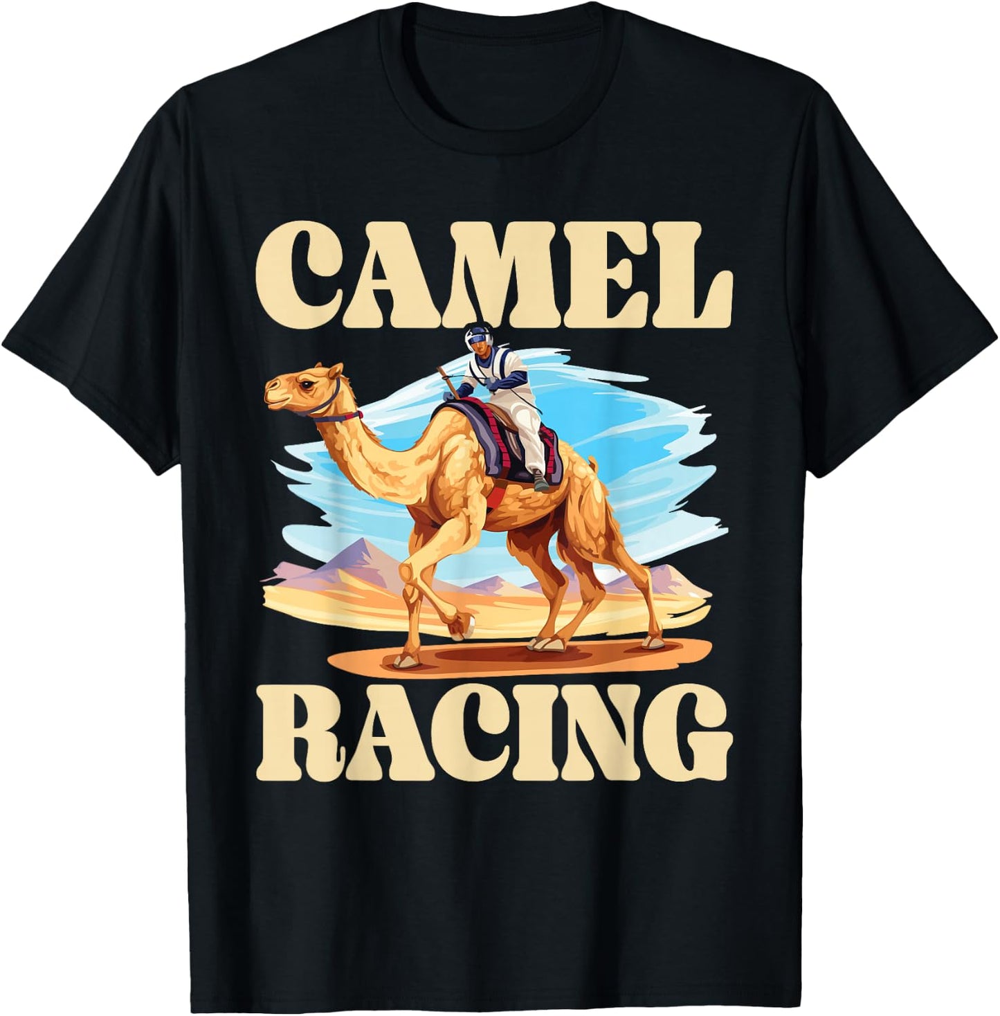 Camel Racing Animal Race Hump Camel Riding Desert Sport T-Shirt - T-Shirt | Black