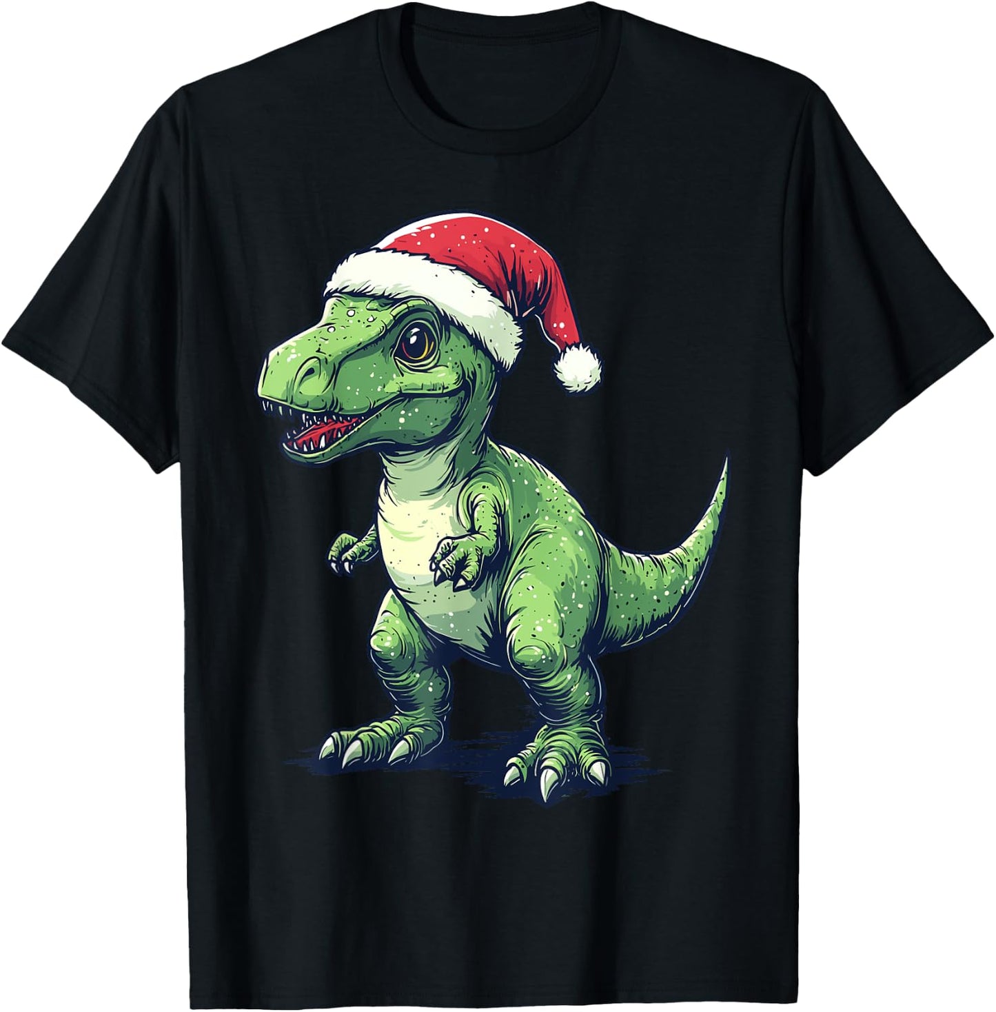 Dinosaur Santa Hat Funny Dinosaur Lovers Christmas Pajama T-Shirt - T-Shirt | Black