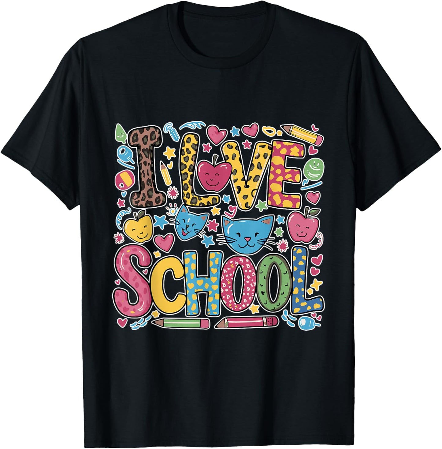 I Love School - Fun and Playful Kids Teachers T-Shirt - T-Shirt | Black