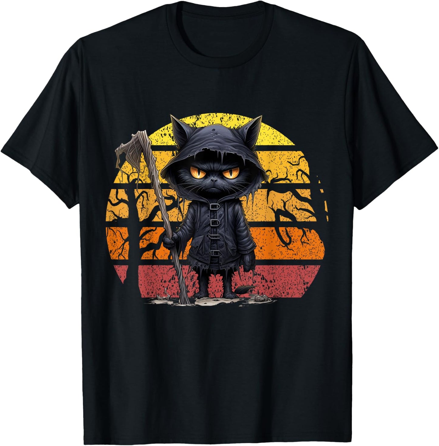 Halloween Black Cat Halloween Scary Angry Cat Men Women Kid T-Shirt - T-Shirt | Black