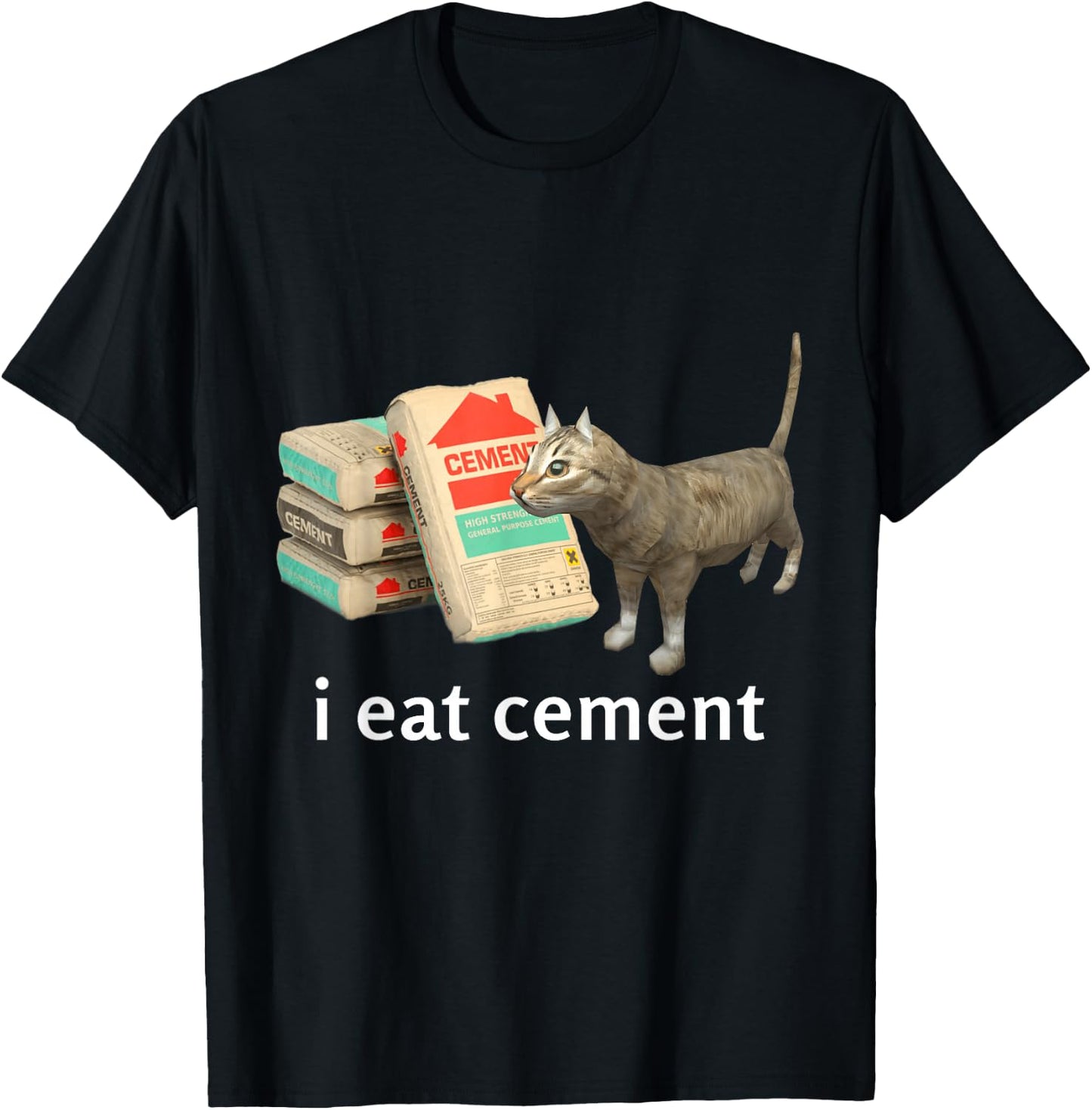 I Eat Cement Cat Shirt Kids Funny Dank Cat Meme T-Shirt - T-Shirt | Black