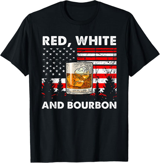Red White And Bourbon Patriotic American USA Flag Men T-Shirt - T-Shirt | Black