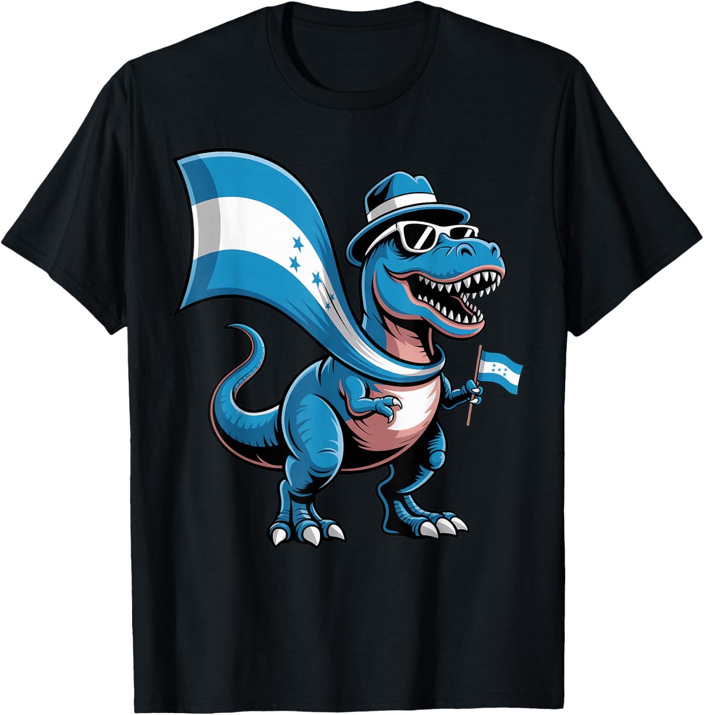 Trex Dinosaur Honduras Flag Pride Heritage Honduras T-Shirt - T-Shirt | Black