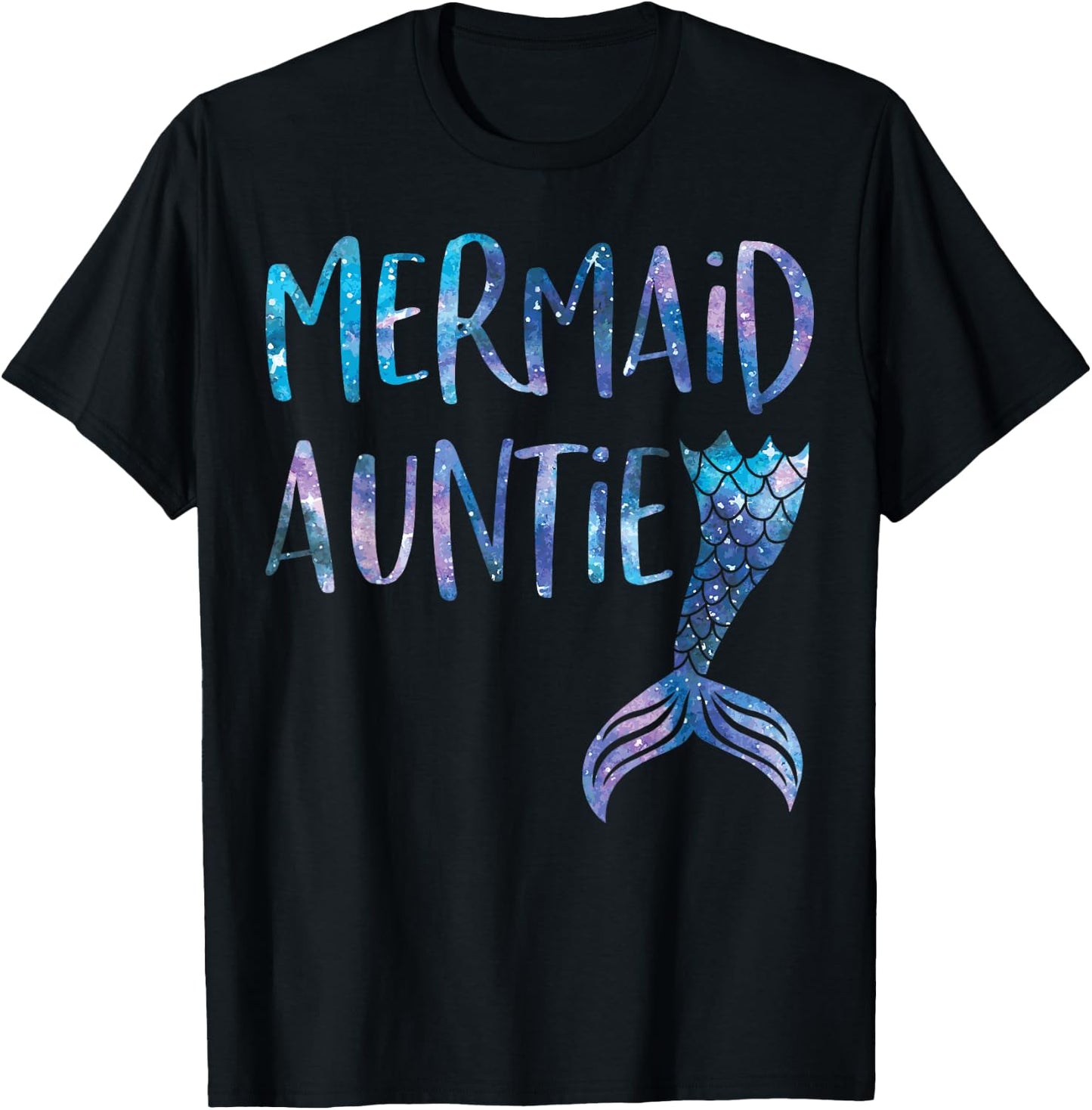 Mermaid Auntie Tail Matching Mermaid Squad Birthday Party T-Shirt - T-Shirt | Black