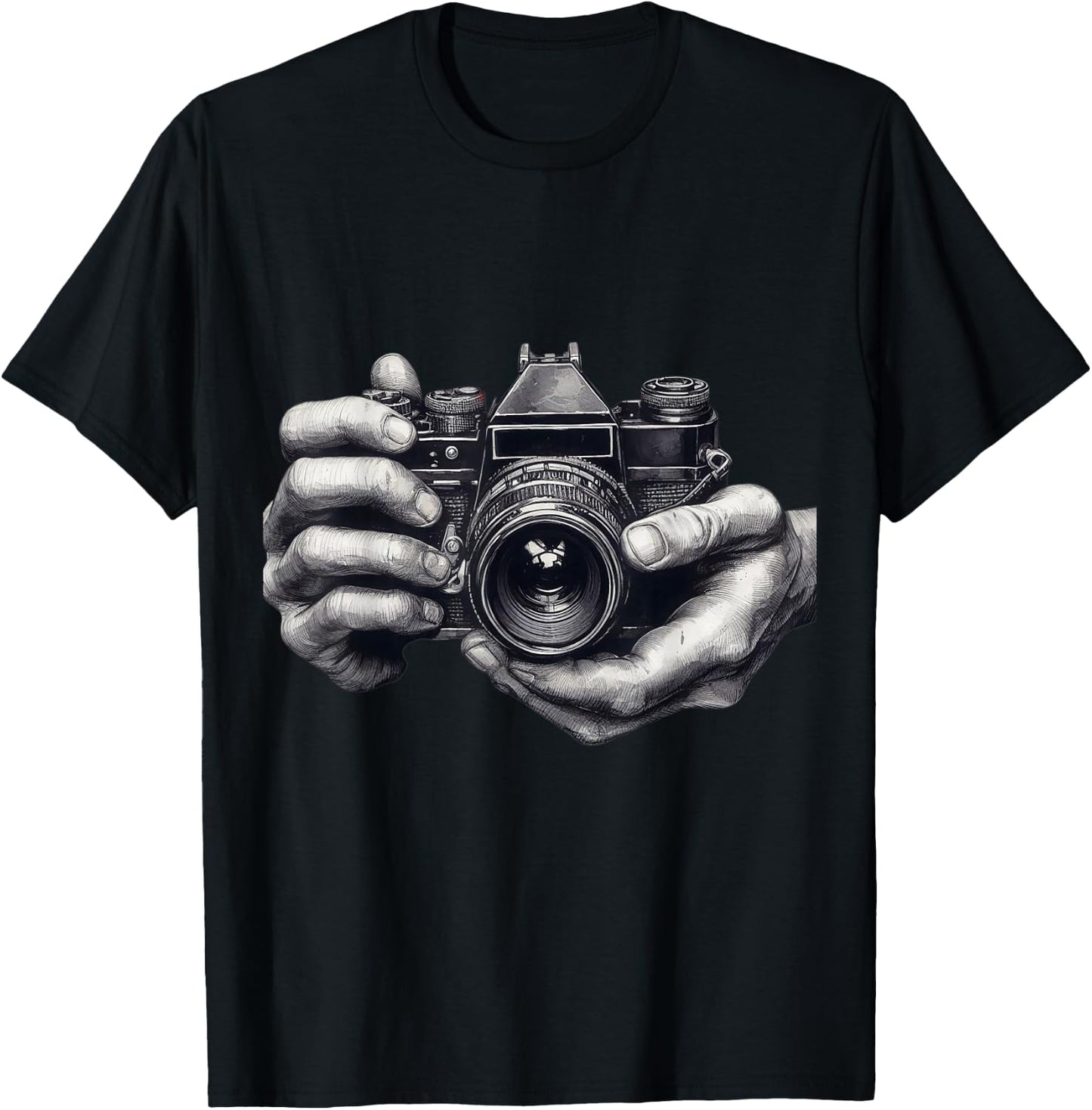 Analog Camera SLR Art Photographer Film Vintage , Black, S T-Shirt - T-Shirt | Black