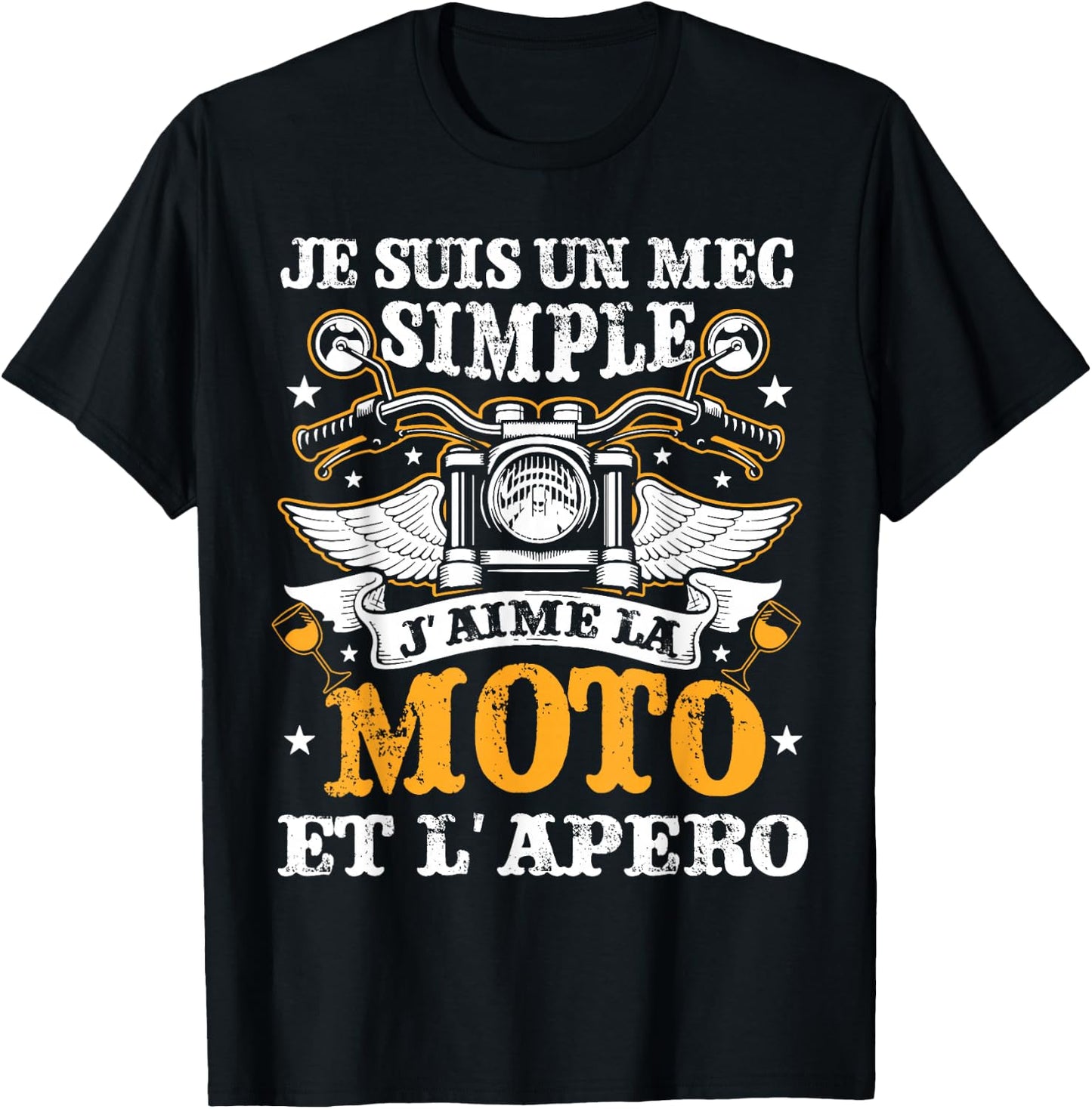 Je Suis Un Mec Simple J'aime La Moto Et L'apero , Black, S T-Shirt - T-Shirt | Black