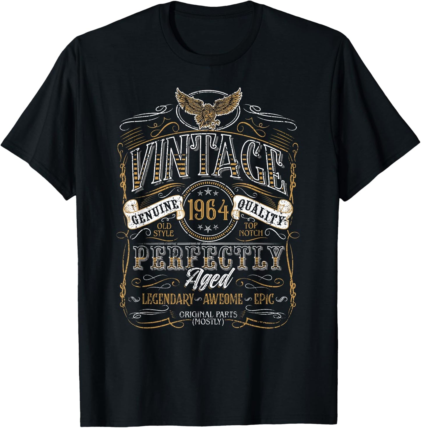 1964 Vintage Birthday Retro Vintage Men Women Gift , black T-Shirt - T-Shirt | Black