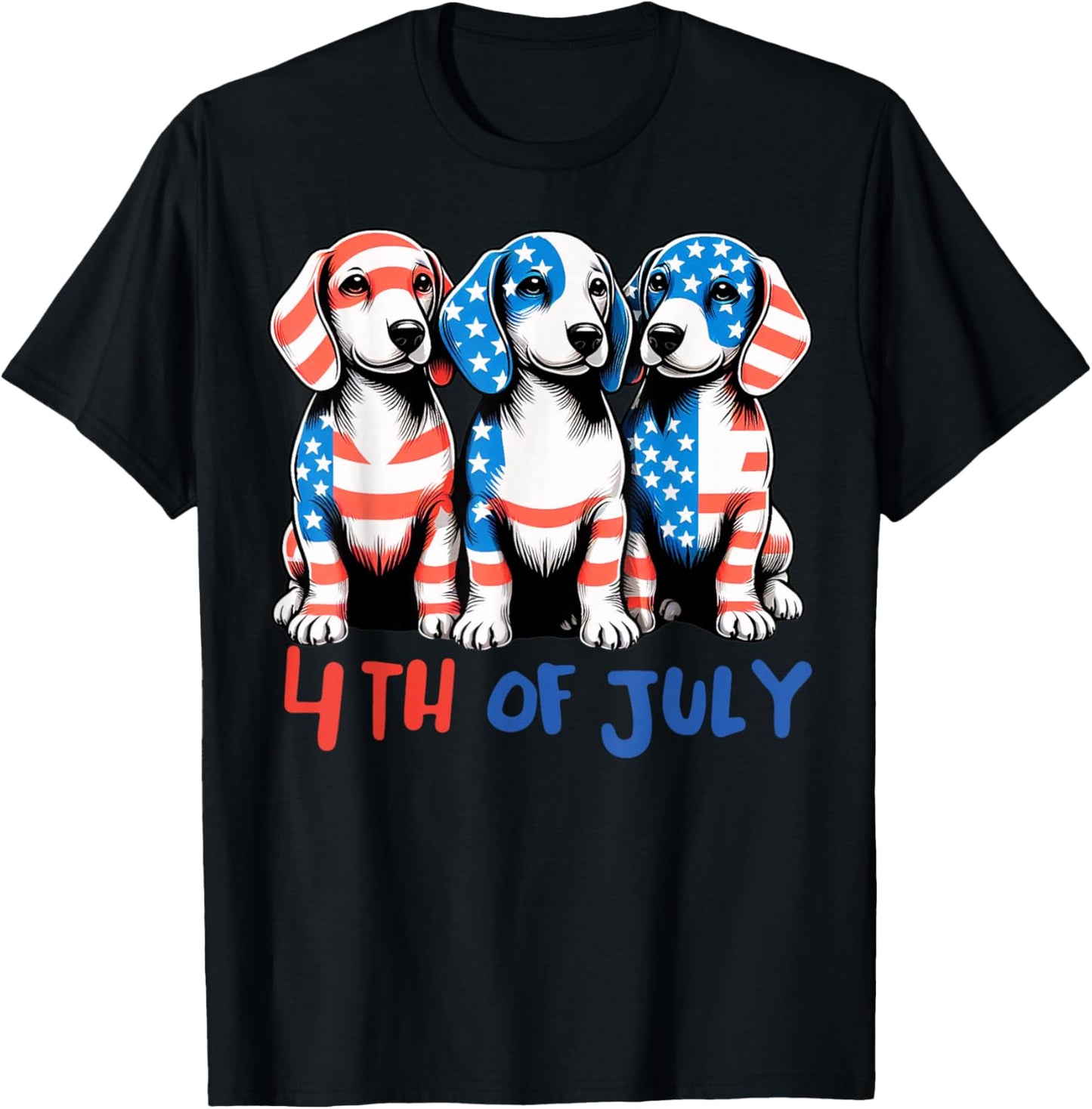 American Flag Beagle Dog Lover patriotic 4th of July Dog T-Shirt - T-Shirt | Black