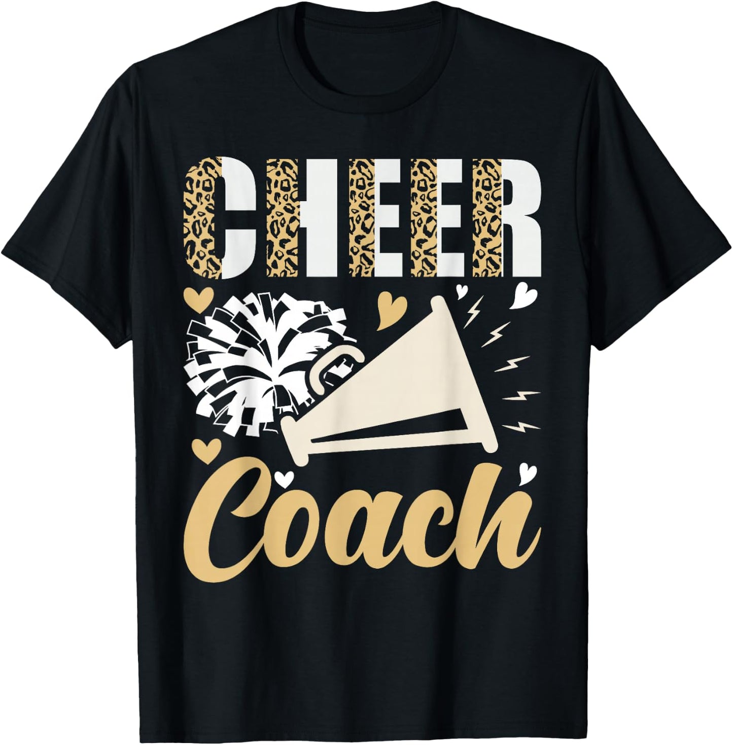 Cheer Coach Leopard Cheerleading Coach T-Shirt - T-Shirt | Black