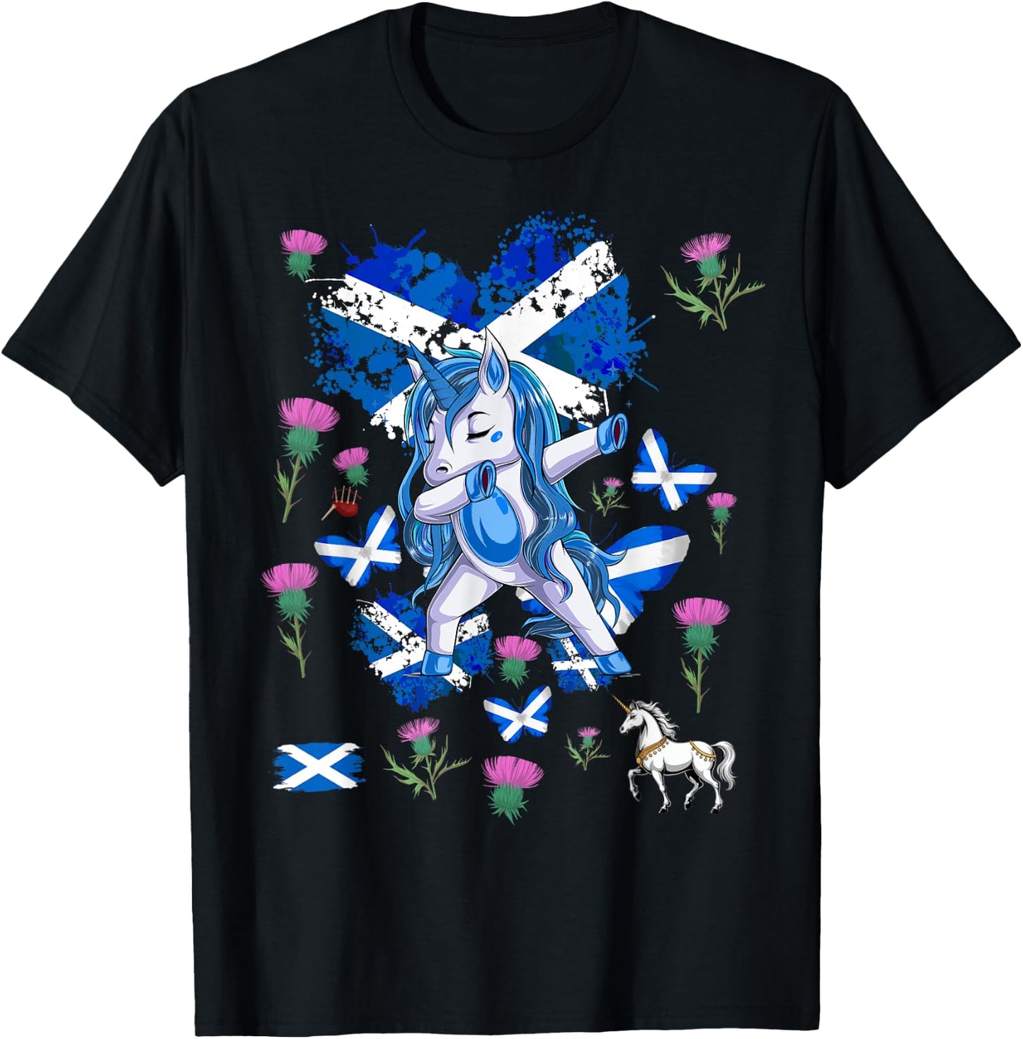 Scottish Unicorn Outfit Idea For Kids Scotland Themed T-Shirt - T-Shirt | Black