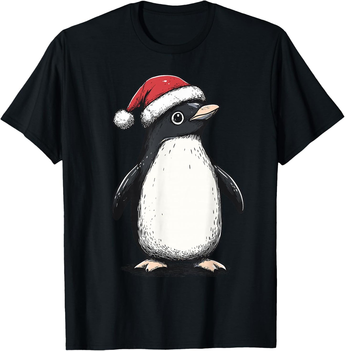 Penguin Santa Hat Penguin Lovers Christmas Men Women Kids T-Shirt - T-Shirt | Black