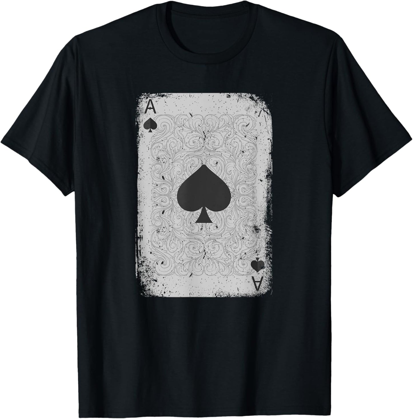 Vintage Distressed Ace of Spades Poker Playing Card Art T-Shirt - T-Shirt | Black