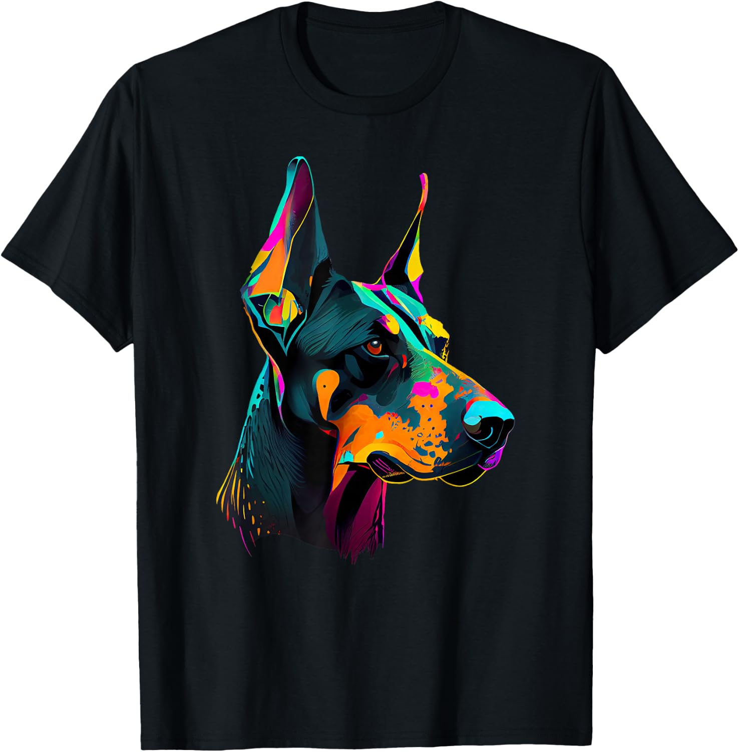 Doberman Lovers Pop Art Dobie Design Cute Doberman T-Shirt - T-Shirt | Black