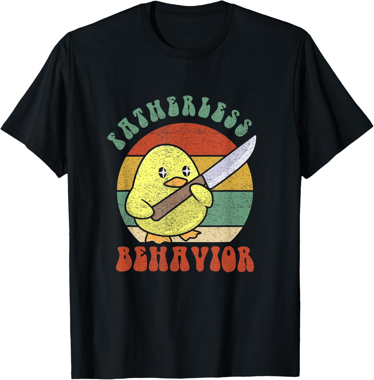 Fatherless Behavior Knife Duck Cute Design Vintage Retro T-Shirt - T-Shirt | Black