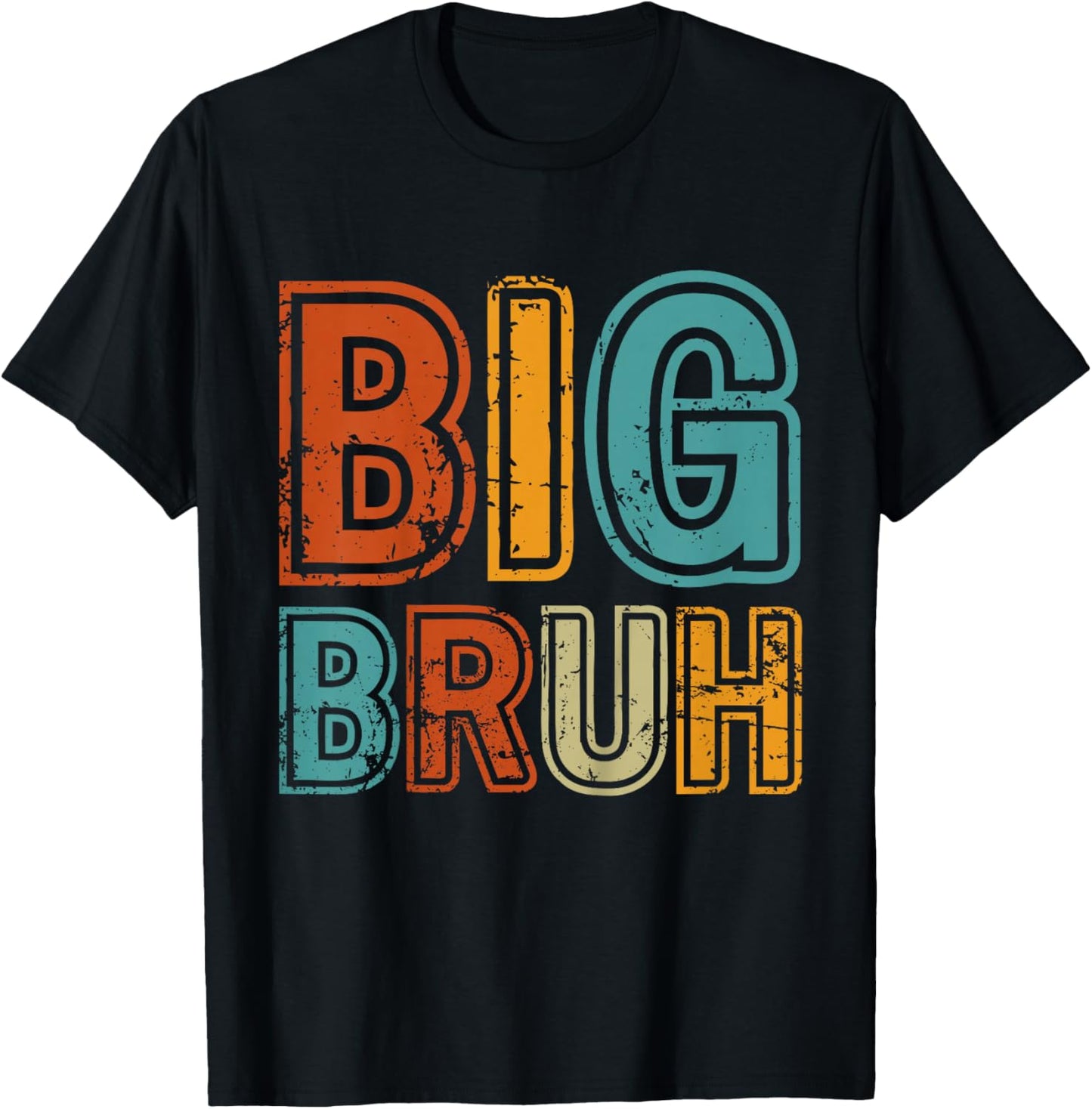 Big Bruh Little Bruh Matching Older Brother Little Bro Retro T-Shirt - T-Shirt | Black