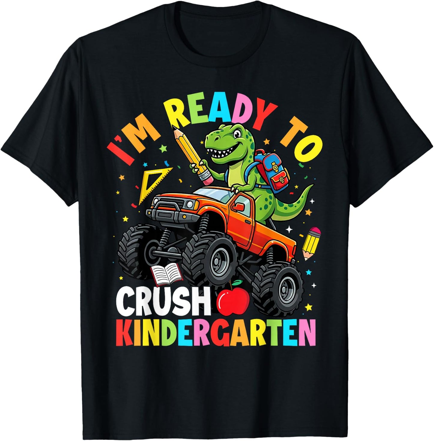 I'm Ready to Crush Kindergarten First Day Dinosaur Boys T-Shirt - T-Shirt | Black