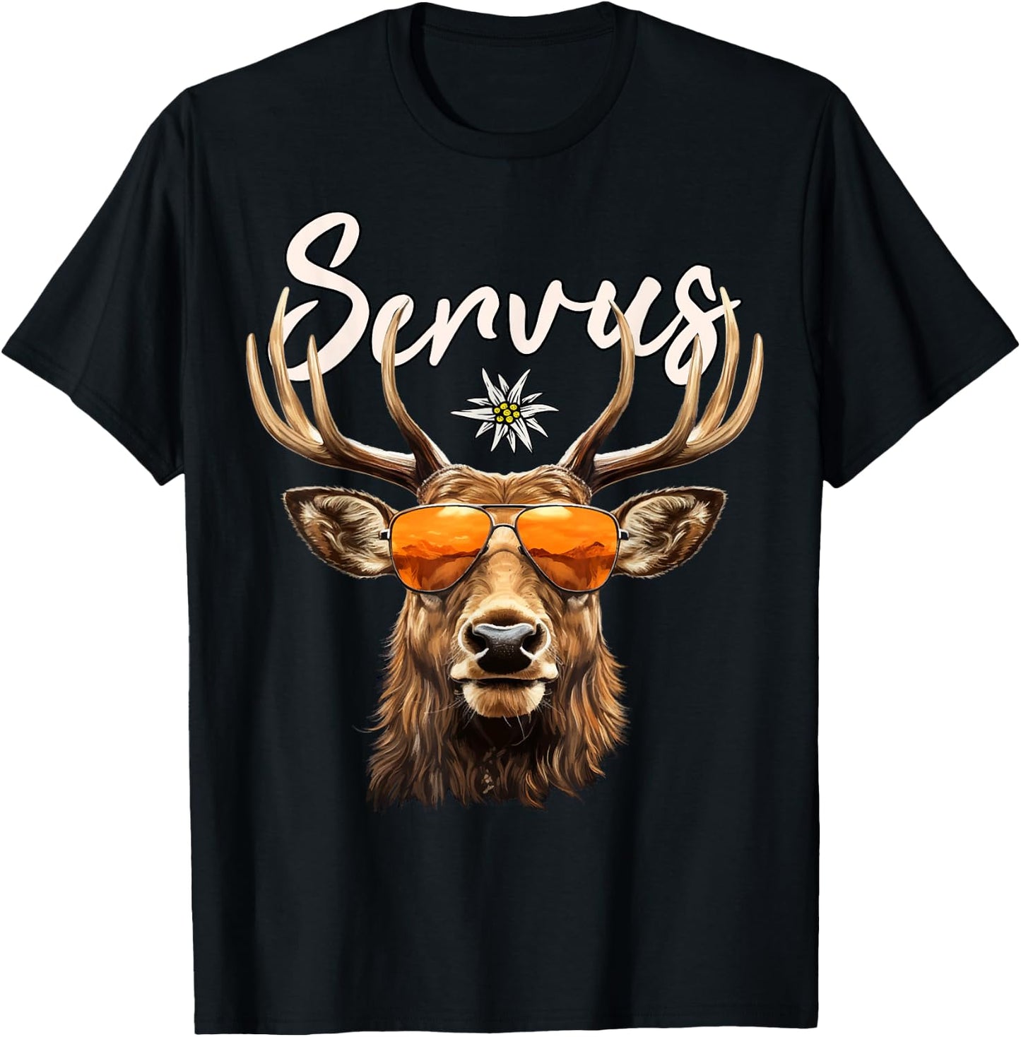 Costume Shirt Men's Deer Lederhosen Costume , black T-Shirt - T-Shirt | Black