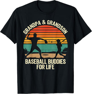 Grandpa and Grandson Baseball Buddies for Life T-Shirt - T-Shirt | Black