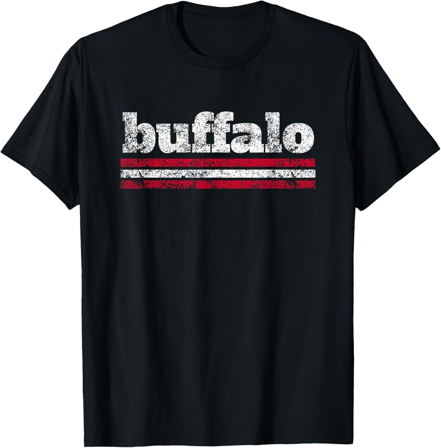 Buffalo New York Vintage Weathered Throwback T-Shirt - T-Shirt | Black