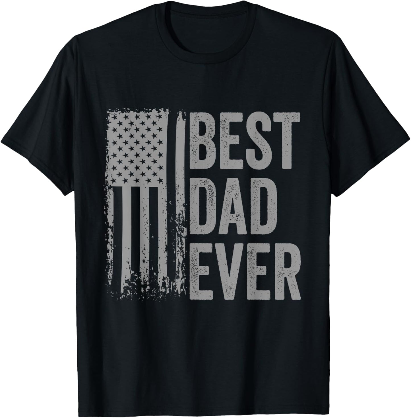 Best Dad Ever with US American Flag Fathers Day Dad T-Shirt - T-Shirt | Black