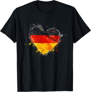 Deutschland Deutsche Flagge Herz T-Shirt - T-Shirt | Black