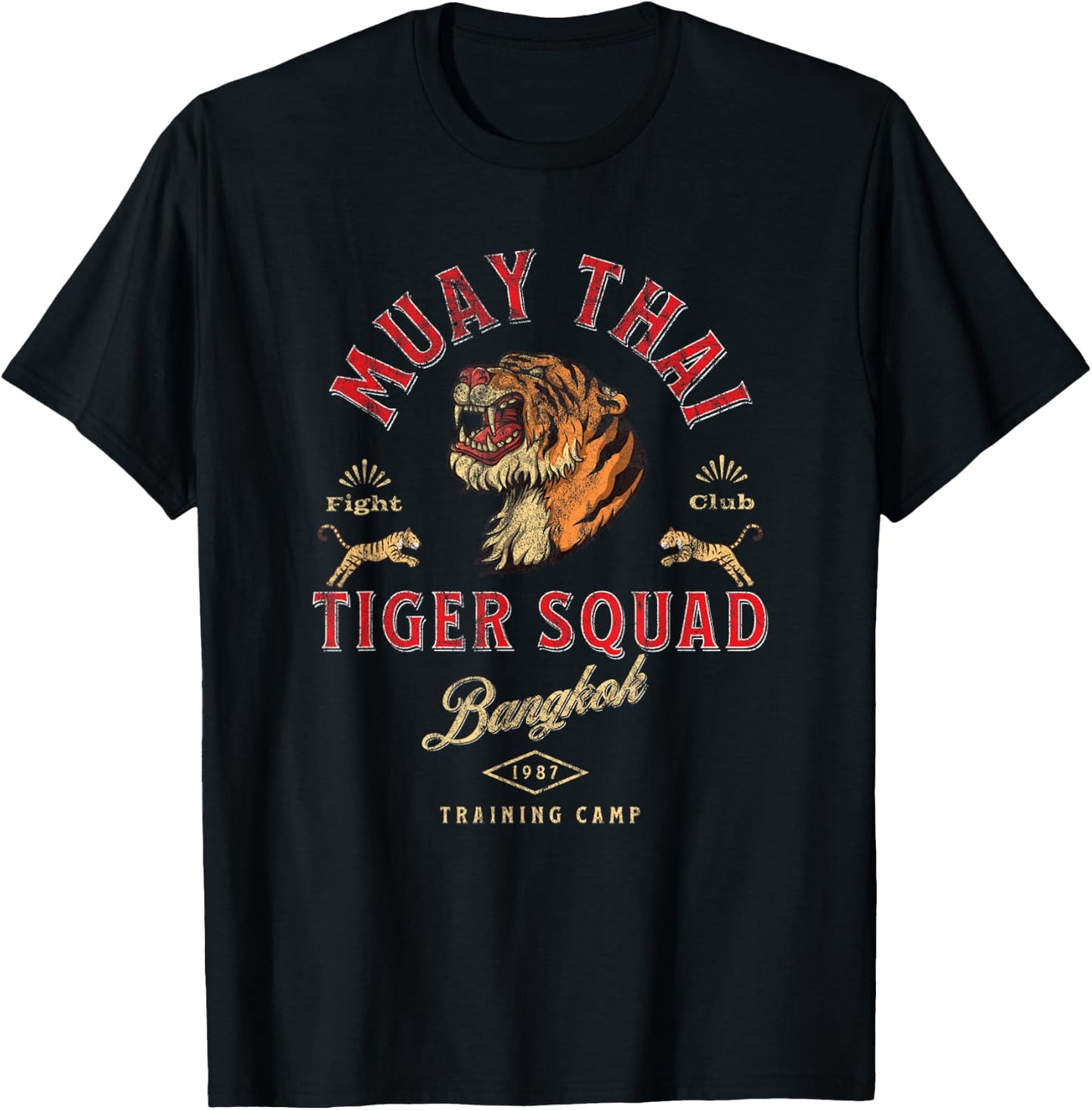 Muay Thai Tiger Squad Bangkok Retro Vintage T-Shirt - T-Shirt | Black
