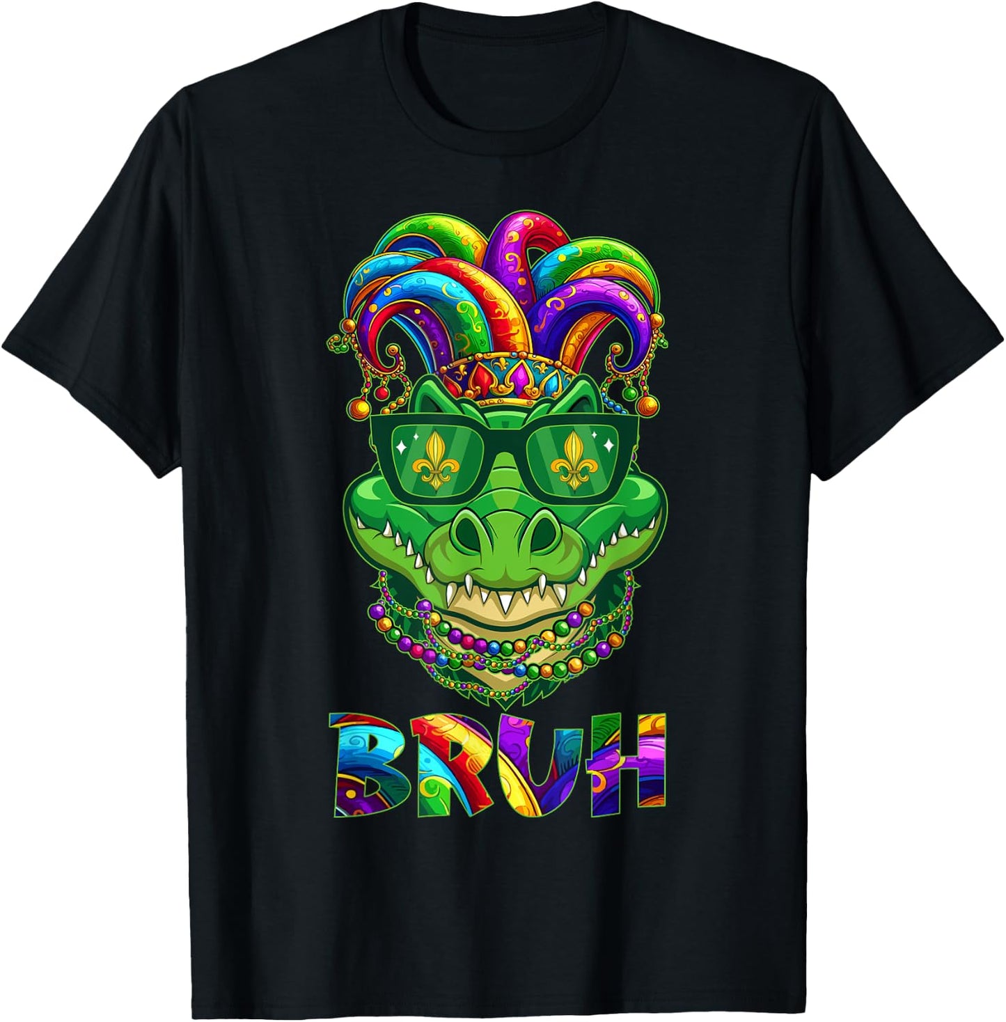 Funny Alligator Bruh Mardi Gras Costume Teens Boys Kids T-Shirt - T-Shirt | Black