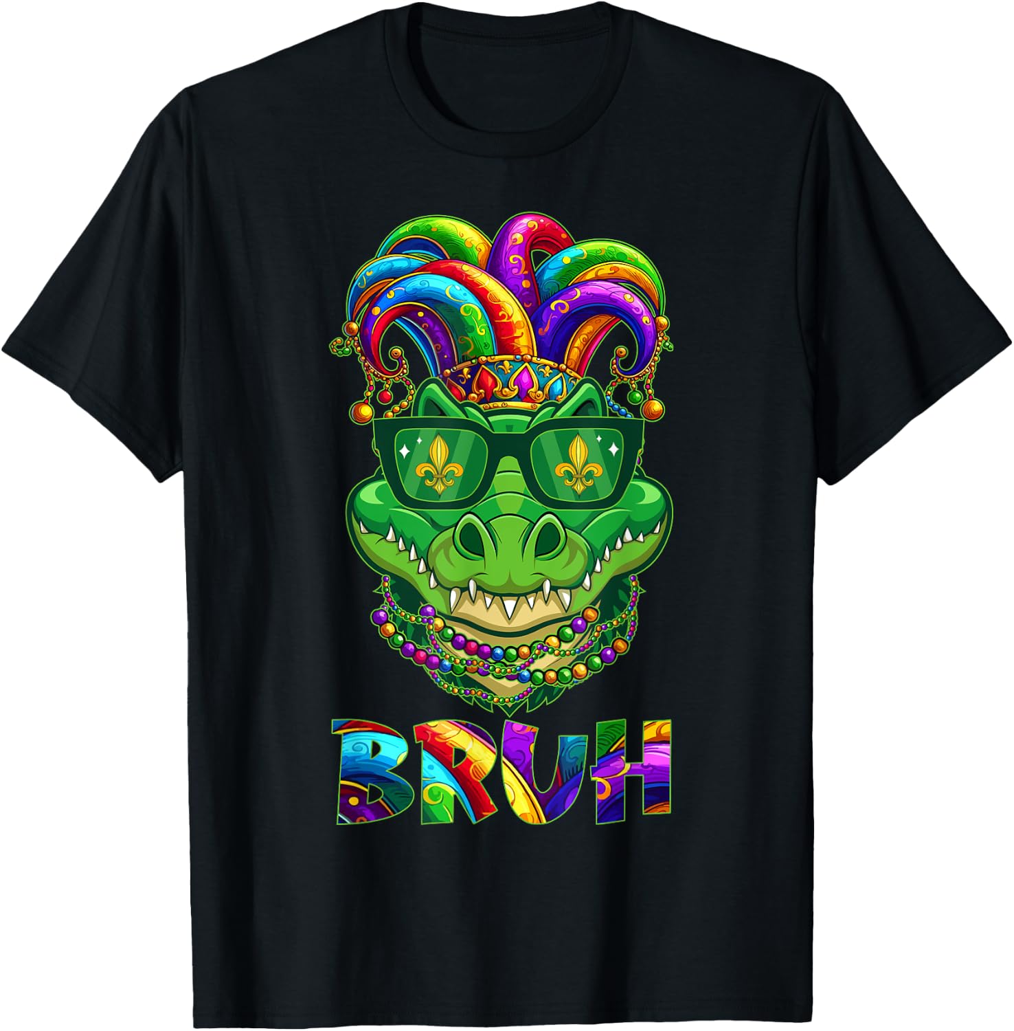 Funny Alligator Bruh Mardi Gras Costume Teens Boys Kids T-Shirt - T-Shirt | Black