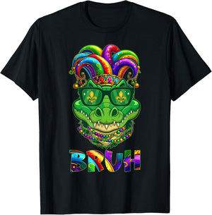 Funny Alligator Bruh Mardi Gras Costume Teens Boys Kids T-Shirt - T-Shirt | Black
