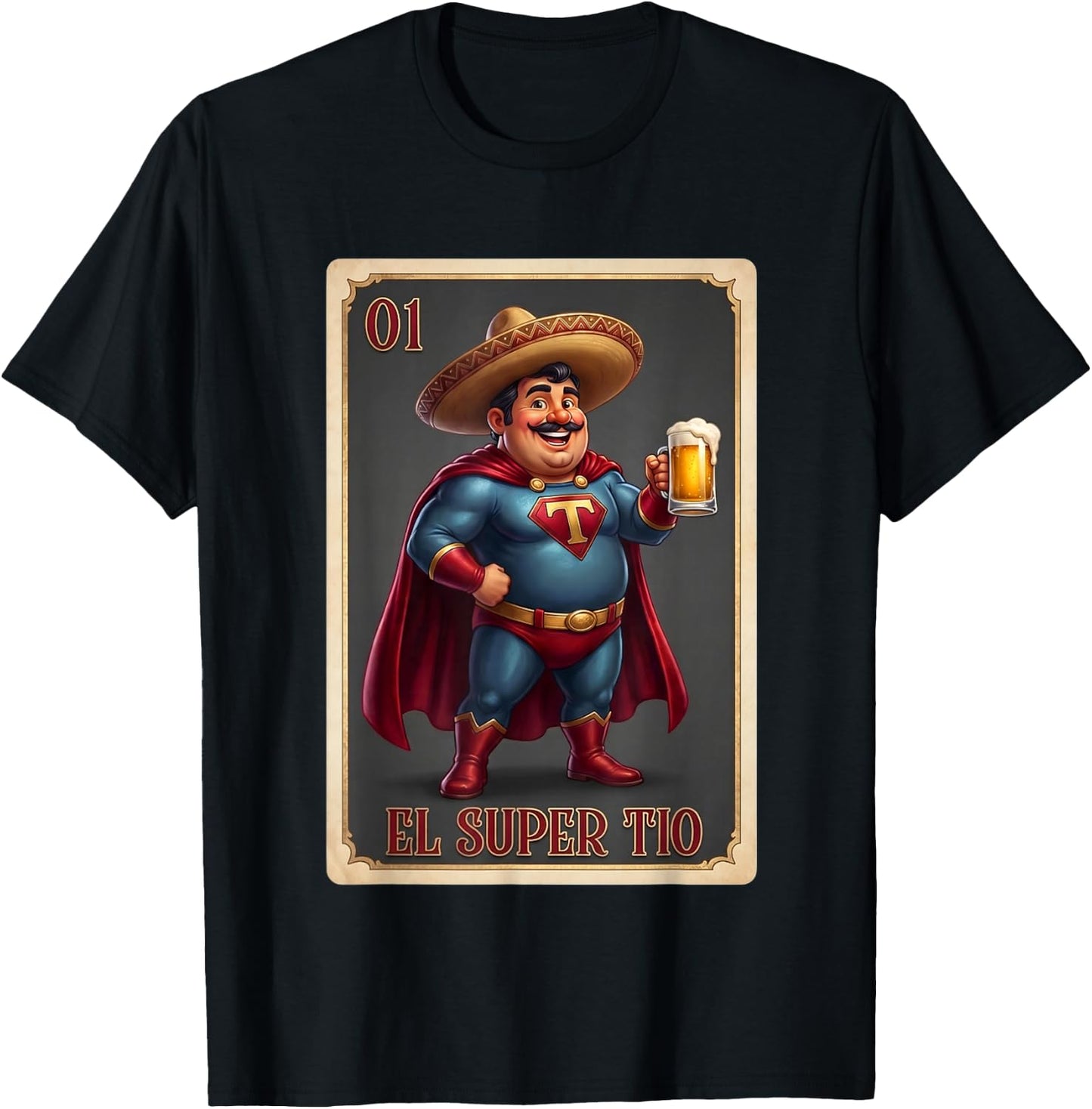 Mexican Uncle Drinking Lover TIO El TIO Mexican Bingo T-Shirt - T-Shirt | Black