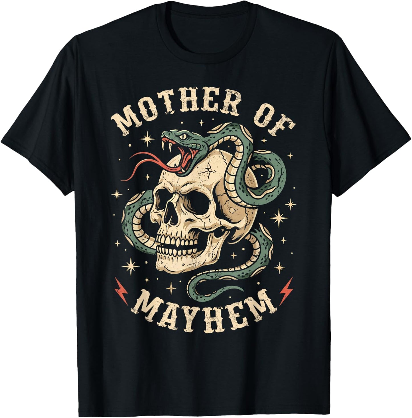 Mother of Mayhem Women Mom Funny Mothers Day Matching Family T-Shirt - T-Shirt | Black