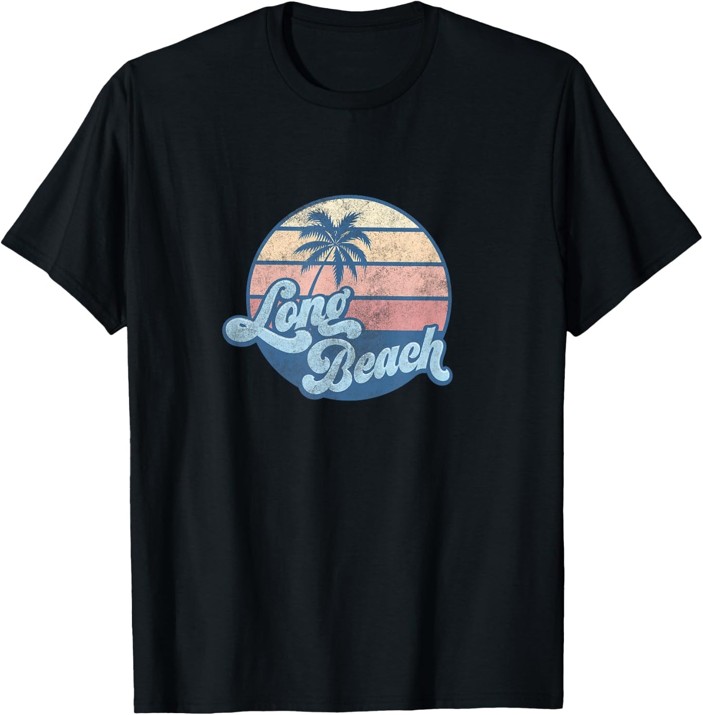 Long Beach California CA T Shirt Vintage 70s Surfer Women Girls Kids T-Shirt - T-Shirt | Black