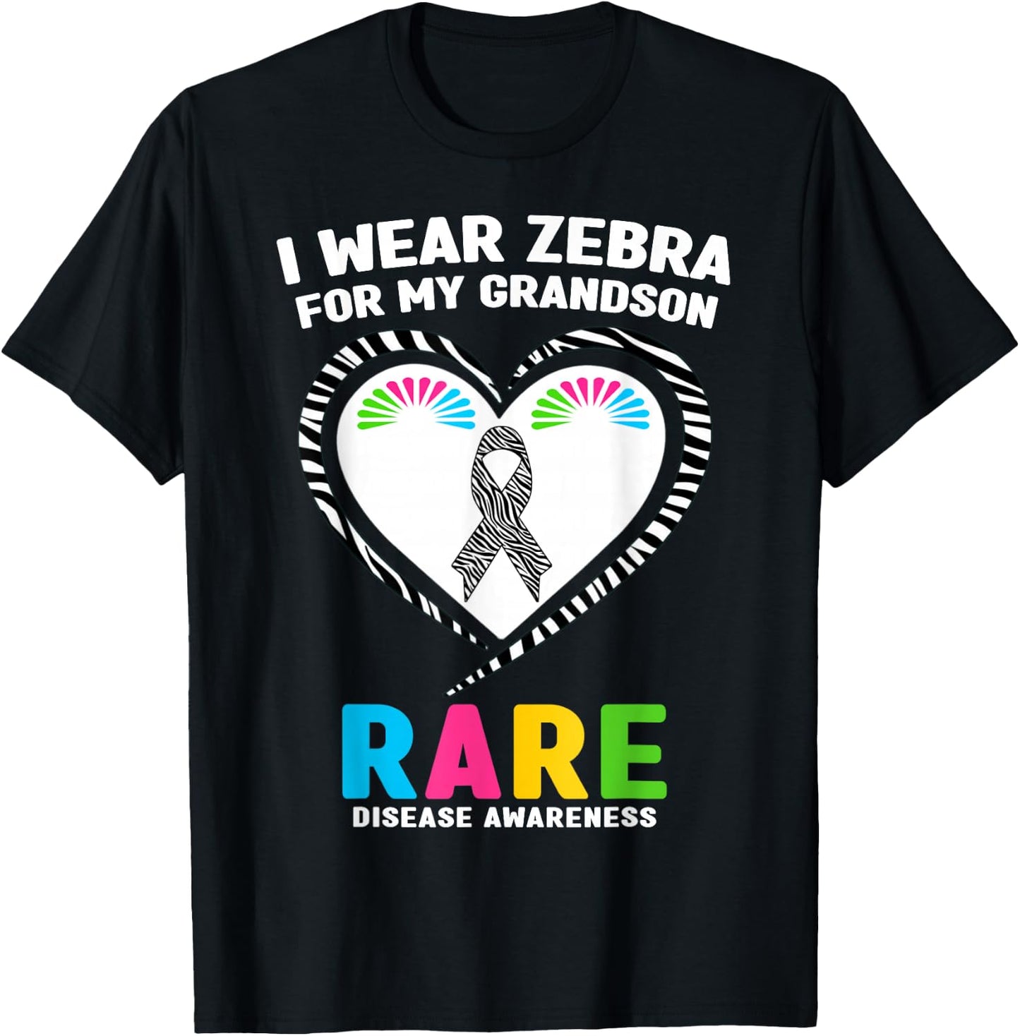 I Wear Zebra for My Grandson Rare Disease Awareness Day 2026 T-Shirt - T-Shirt | Black