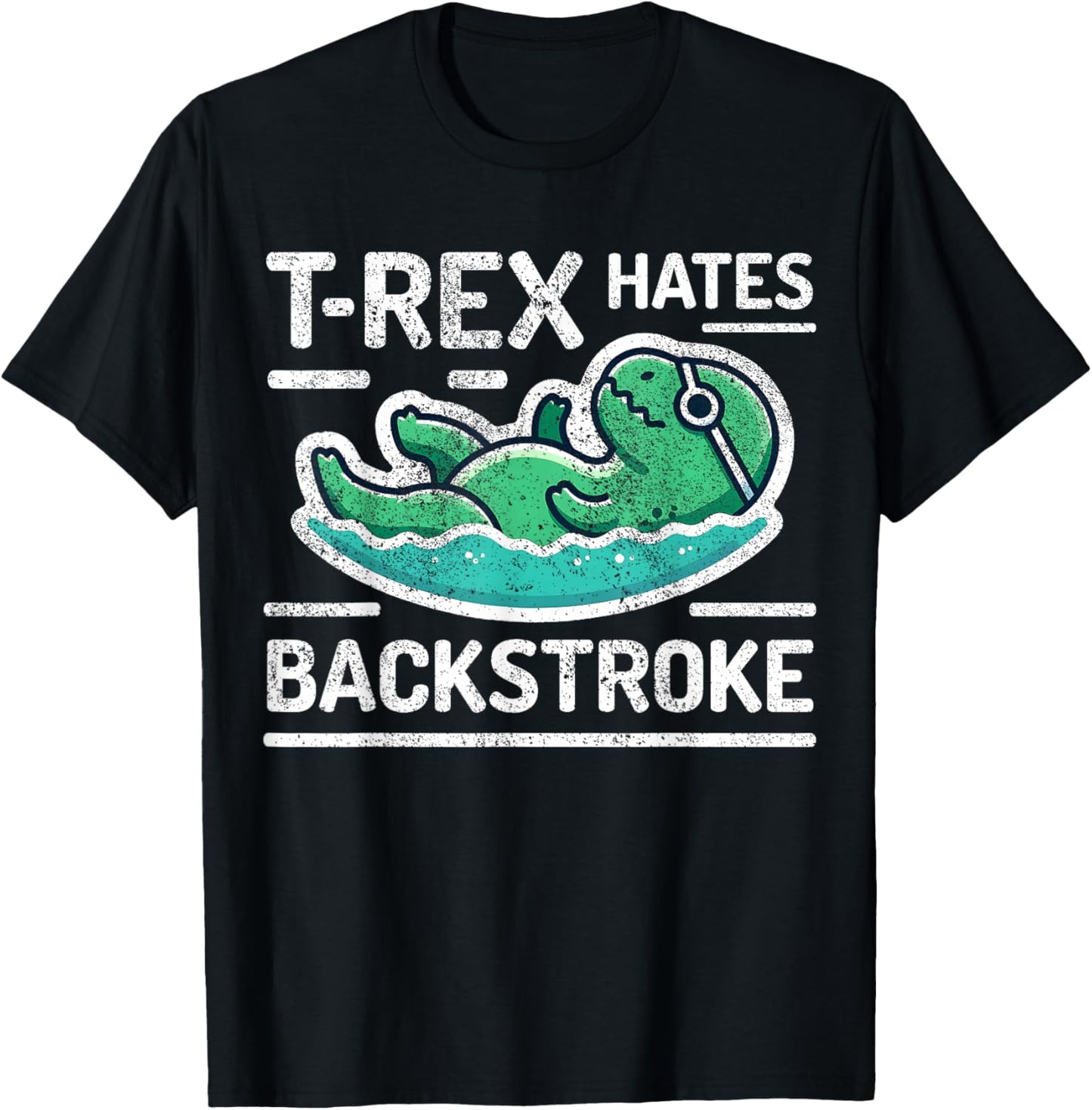 Funny Swimmer T-Rex Swim Dinosaur Swimming T-Shirt - T-Shirt | Black