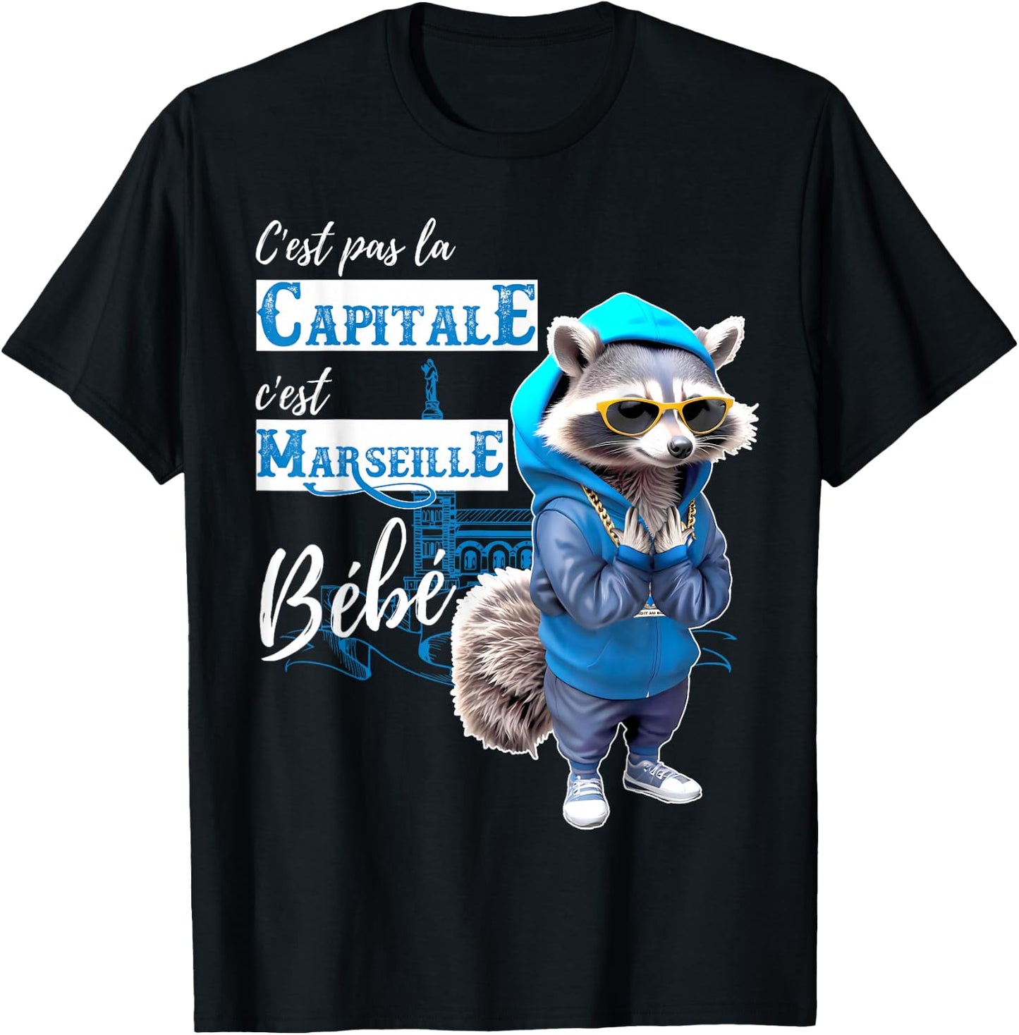 Fan C'est Marseille Baby Funny Raccoon Rap , Black, S T-Shirt - T-Shirt | Black