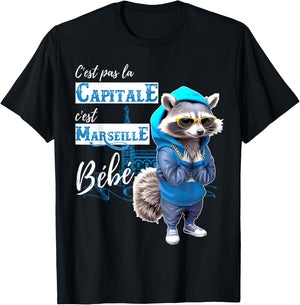 Fan C'est Marseille Baby Funny Raccoon Rap , Black, S T-Shirt - T-Shirt | Black