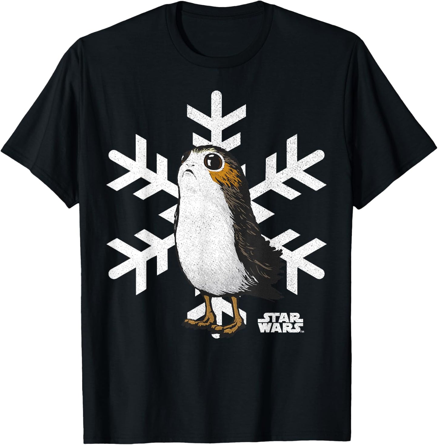 Star Wars Porg Snowflake Christmas Holiday Graphic T-Shirt - T-Shirt | Black