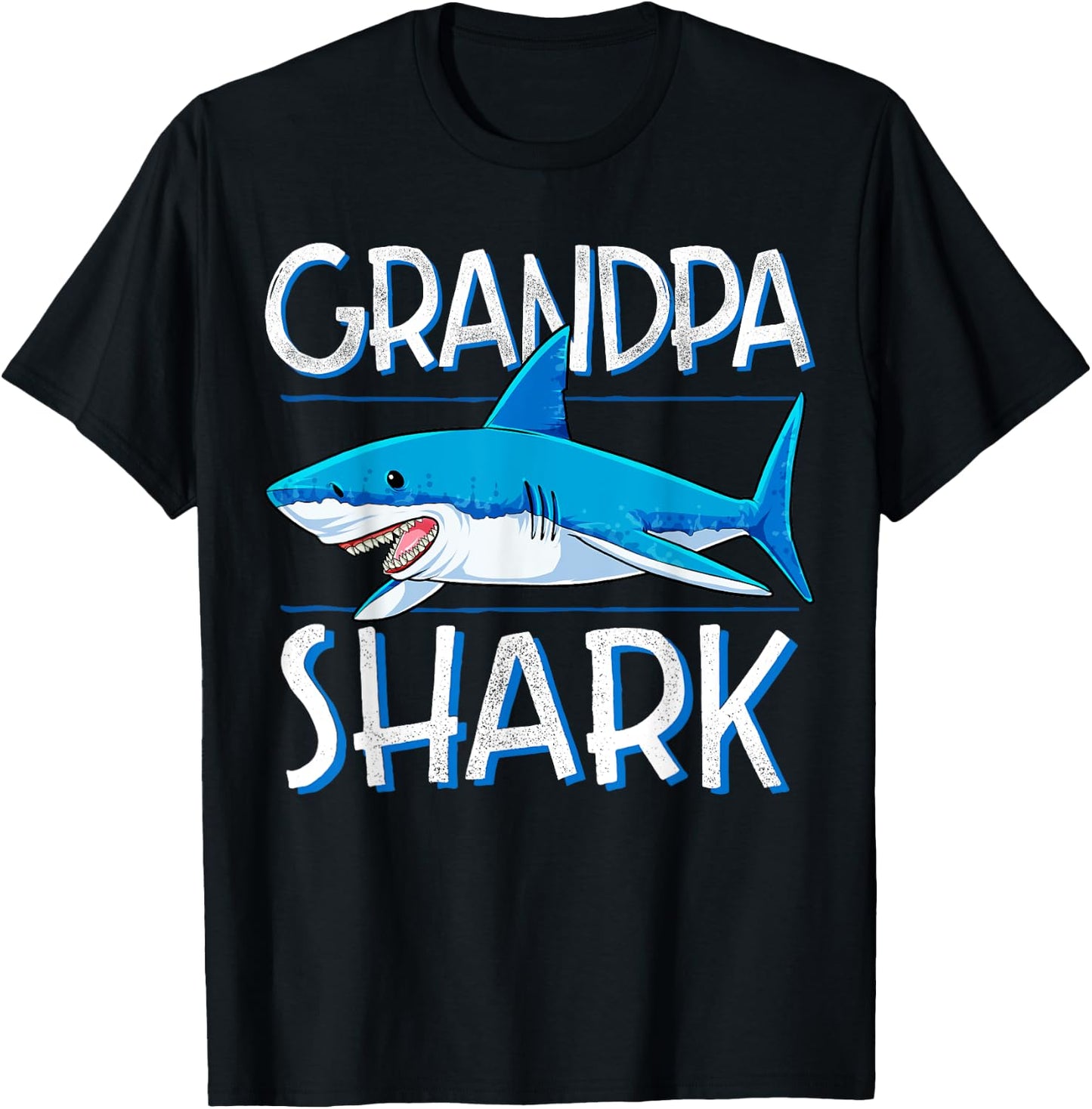 Grandpa Shark T Shirt Family Matching Men Jawsome Gifts T-Shirt - T-Shirt | Black