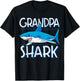 Grandpa Shark T Shirt Family Matching Men Jawsome Gifts T-Shirt - T-Shirt | Black