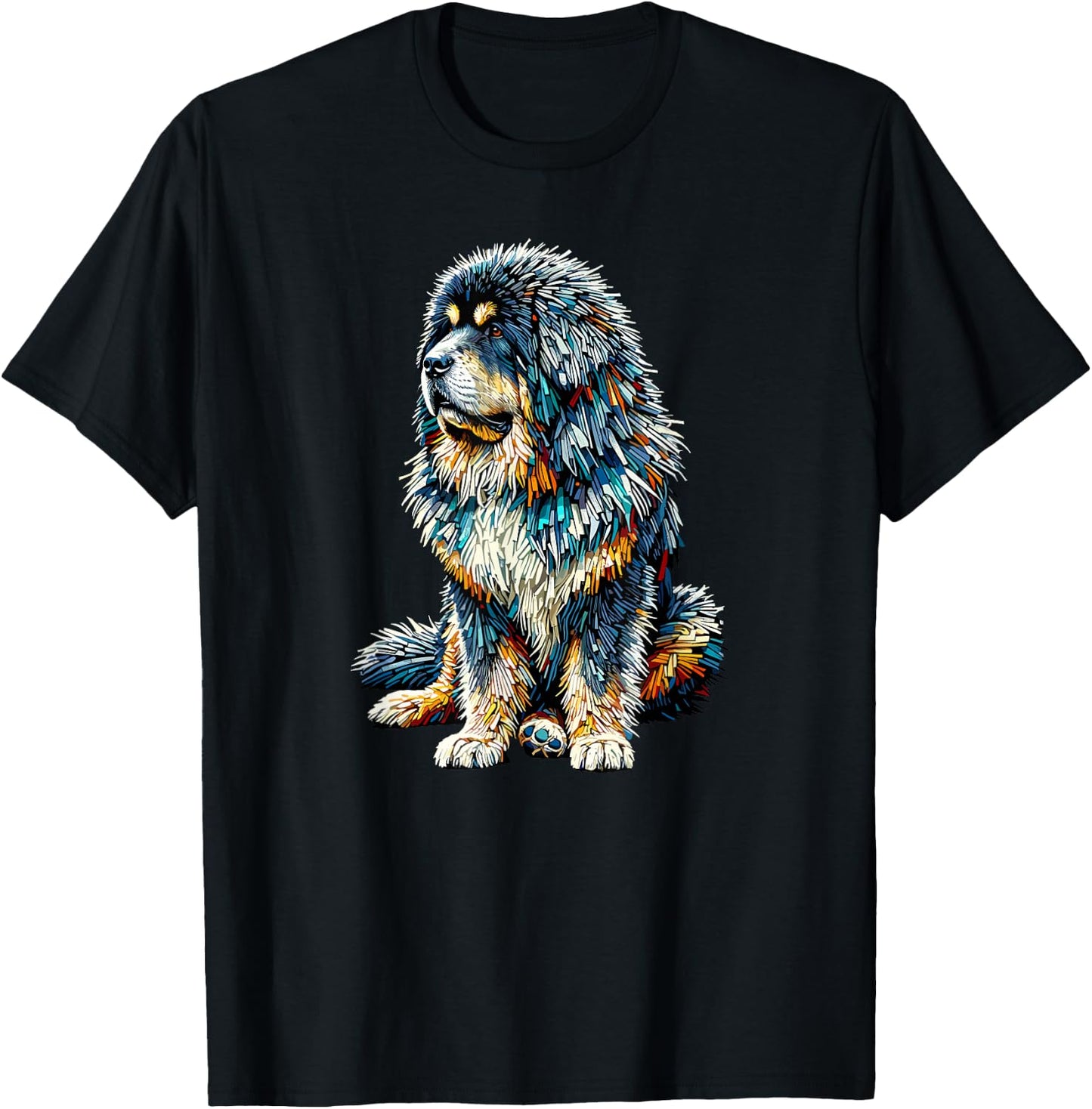 Polygon Art Tibetan Mastiff T-Shirt - T-Shirt | Black