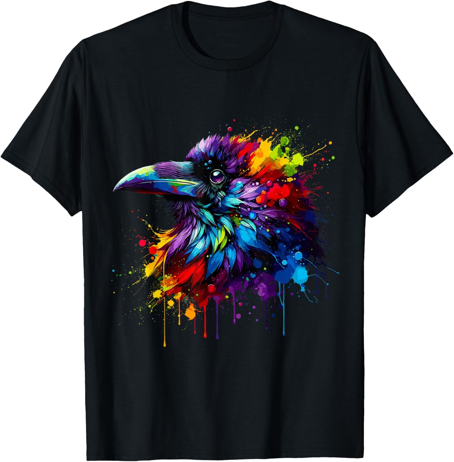 Splash Art Crow Raven Crows T-Shirt - T-Shirt | Black