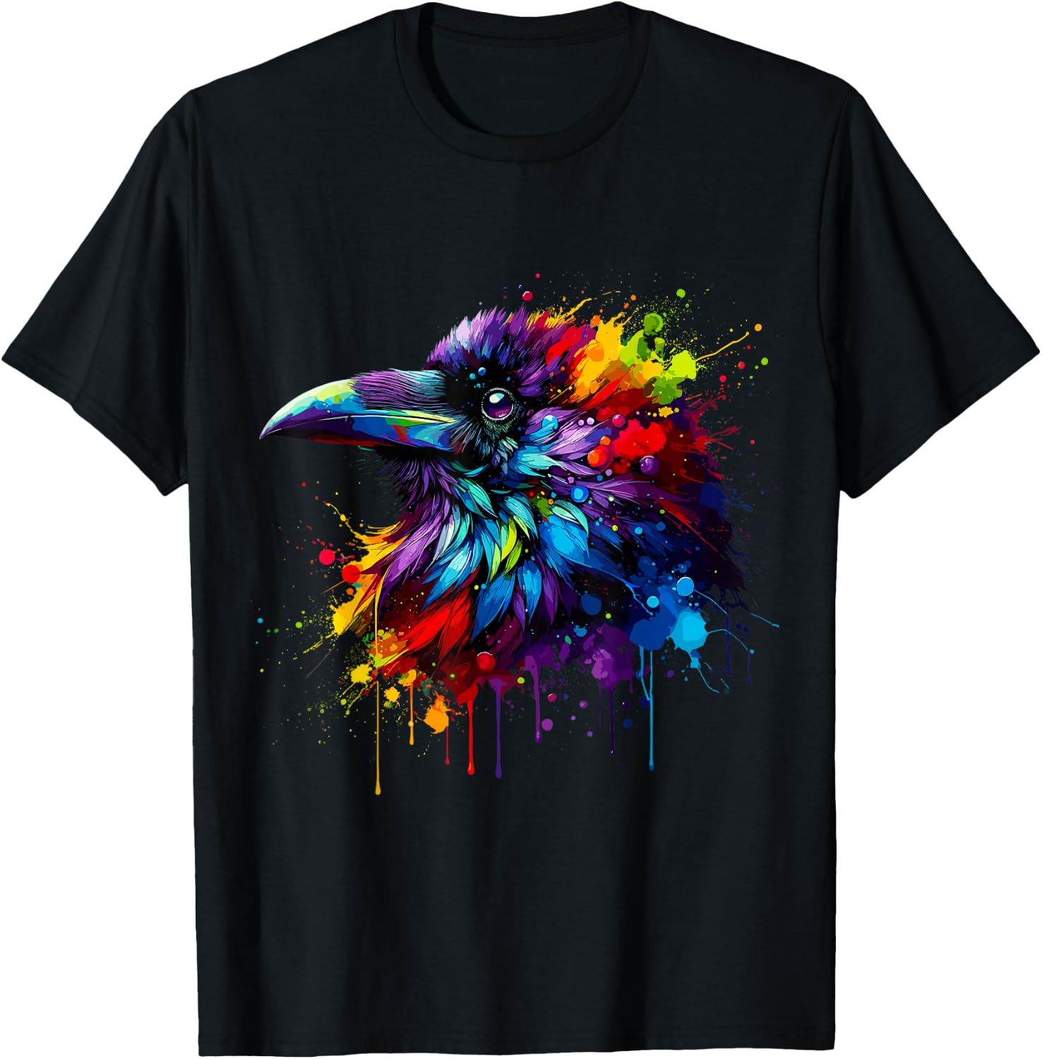 Splash Art Crow Raven Crows T-Shirt - T-Shirt | Black