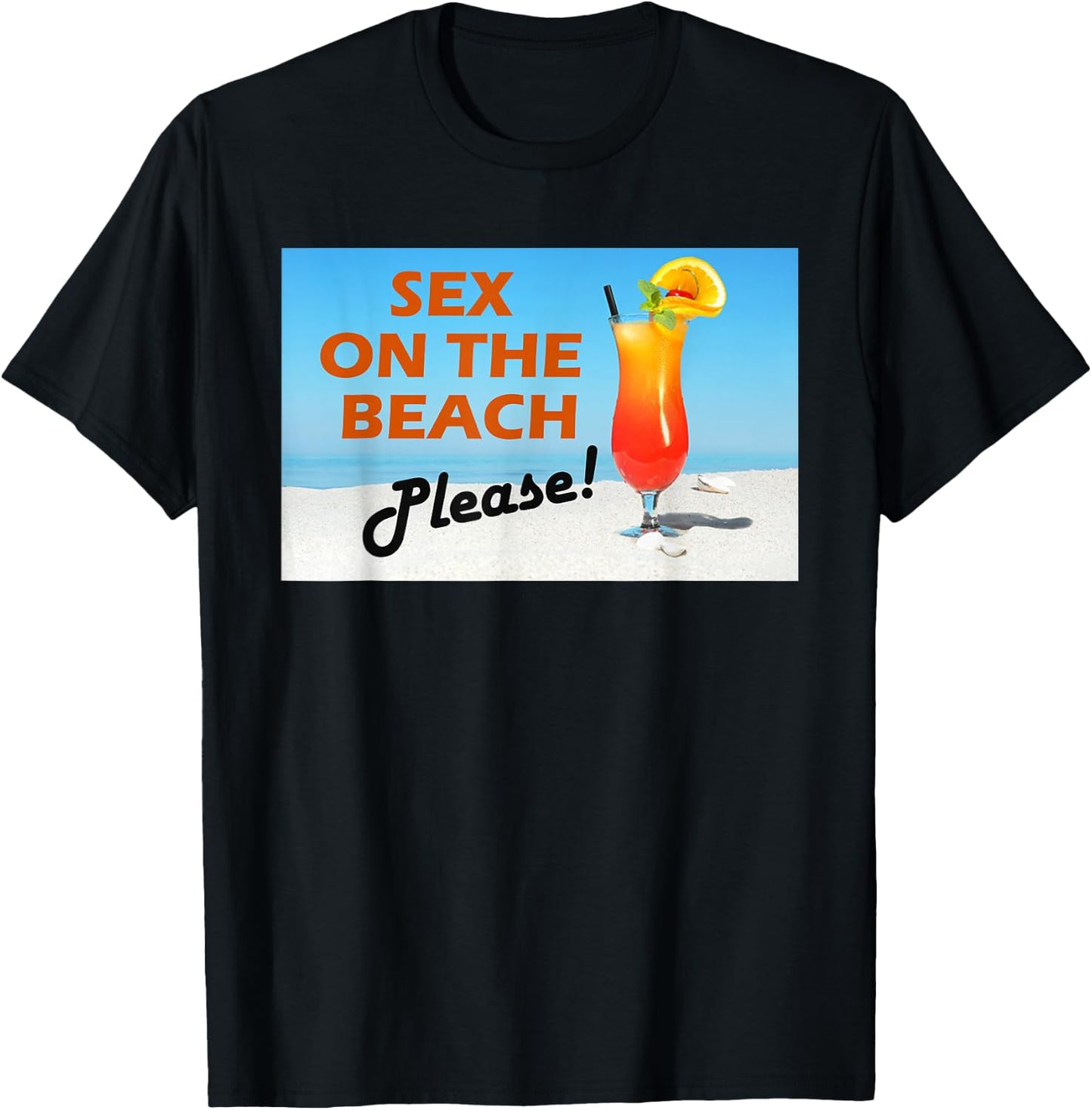 Funny Sex on the Beach Cocktail Drink Novelty T-Shirt - T-Shirt | Black