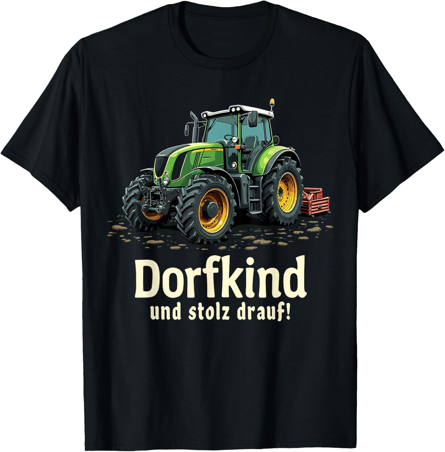 Dorfkind und stolz drauf Farmer Tractor Saying , black T-Shirt - T-Shirt | Black
