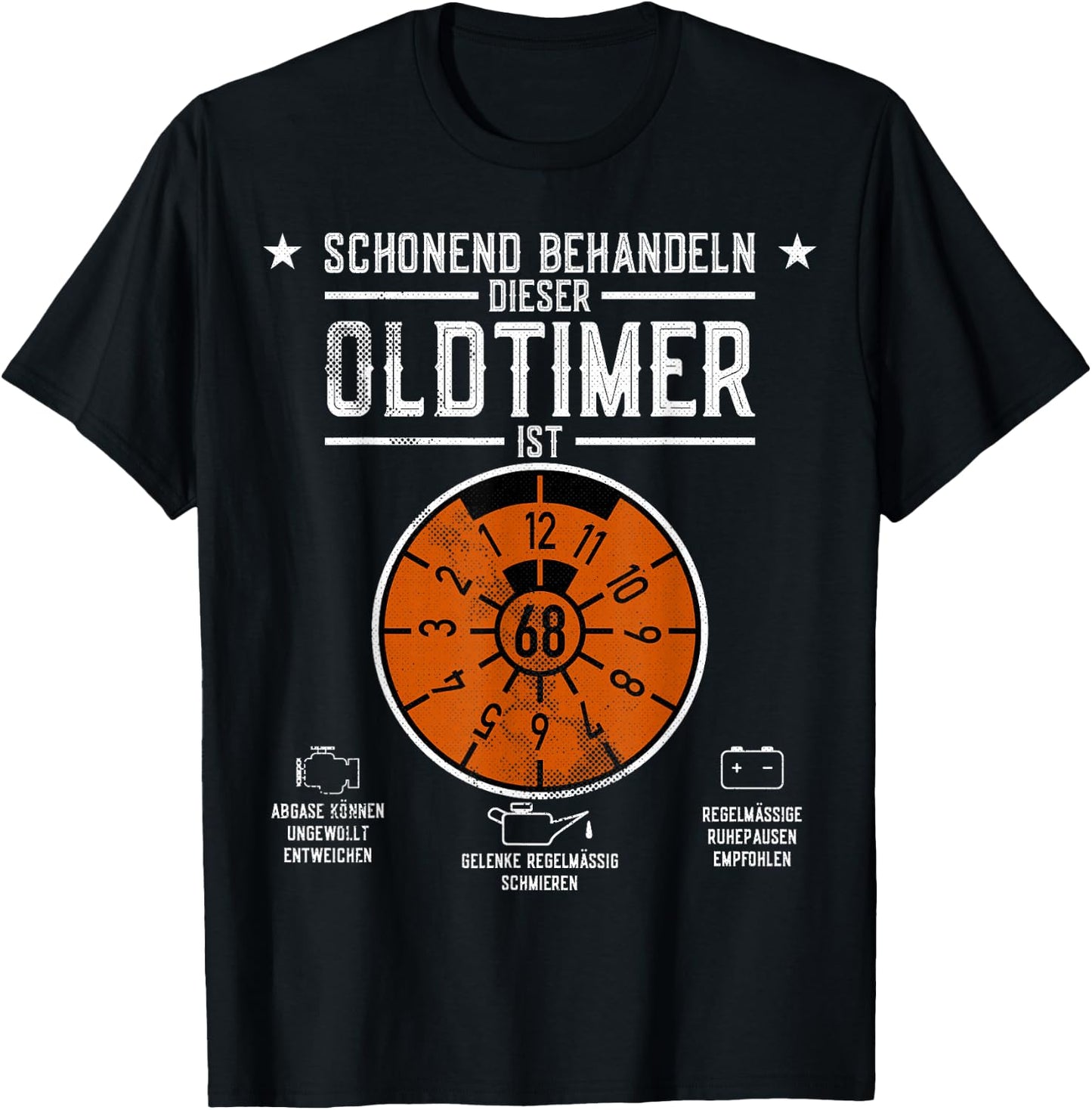 HU Plaque Gentle Treat Oldtimer ist 68th Birthday , black T-Shirt - T-Shirt | Black